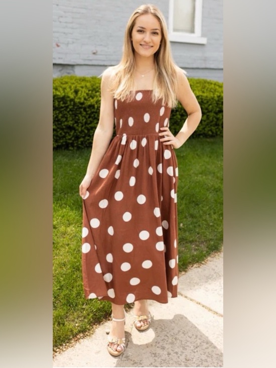 Blu Pepper Dresses & Skirts - Blu Pepper Linen Blend Smock Top Polka Dot Dress